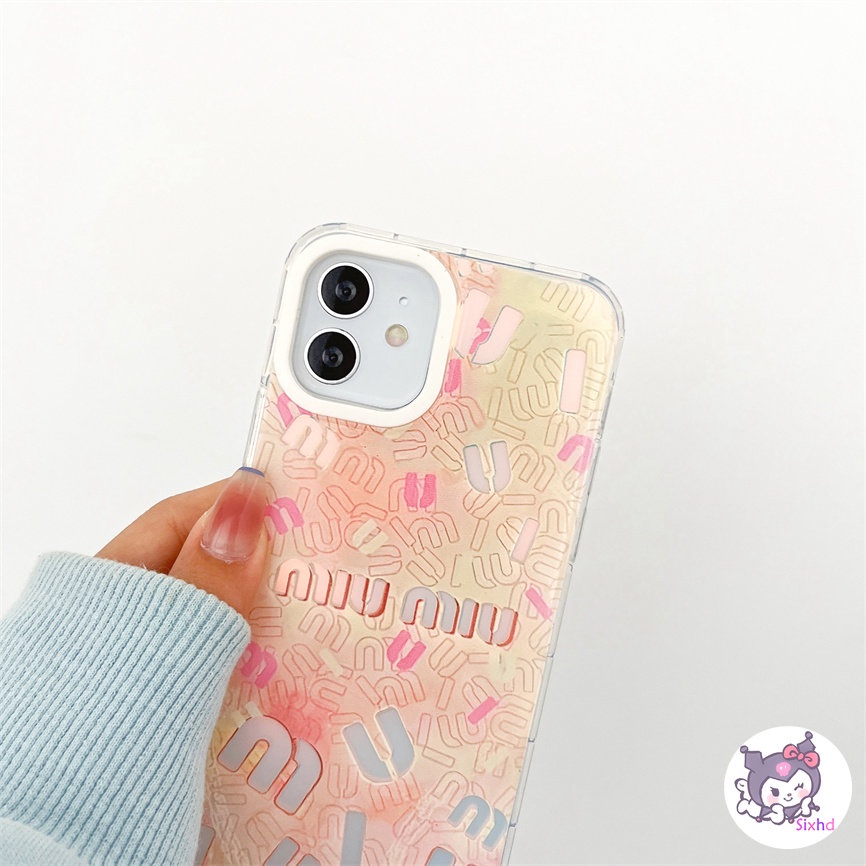 IPHONE Kompatibel Untuk Iphone11 14 13 12 Pro Max8 7Plus X Xs Xr Xs Max SE 2020 Fashion Kreatif Huruf Inggris Perlindungan Lensa Gradien Laser Casing Ponsel Lembut TPU Anti Jatuh Cover XJJJJ