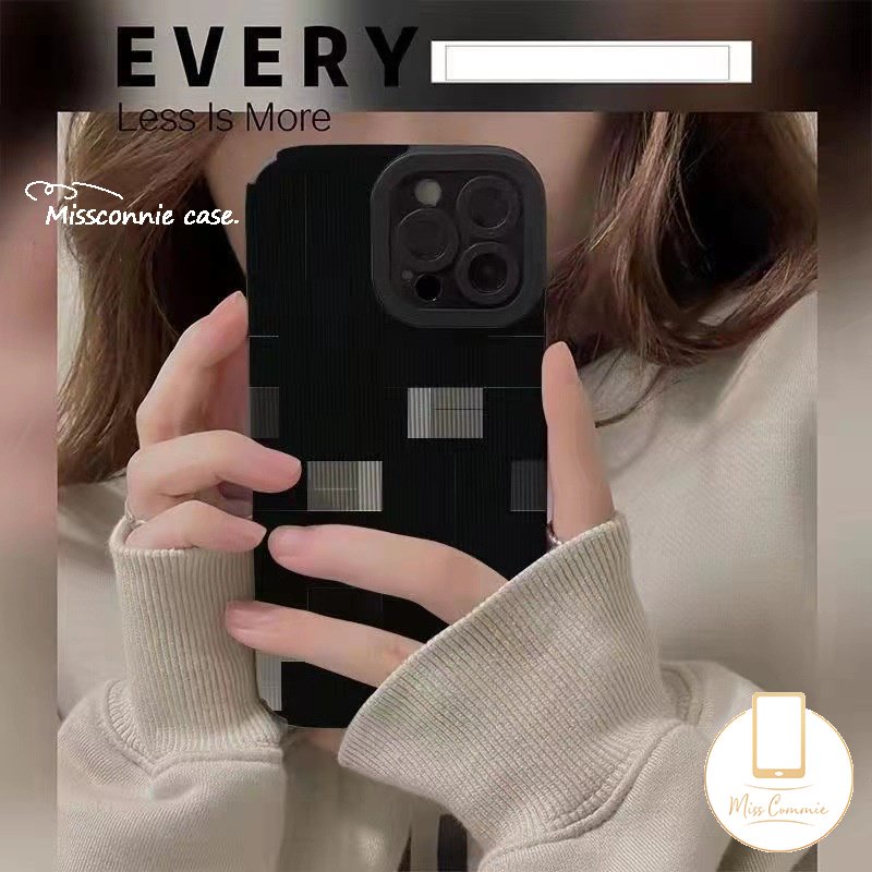 IPHONE Casing Ponsel Kompatibel Untuk Iphone7 8 Plus 14 11 13 12 Pro Max XR X XS Max 7Plus Stiker Tekstur Kulit Mewah Pola Penyambungan Kisi Lembut Tpu Cover