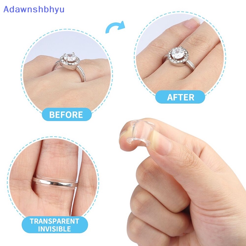 Adhyu 8ukuran Silikon Invisible Clear Ring Size Adjuster Mengencangkan Pengecil Alat Perhiasan ID