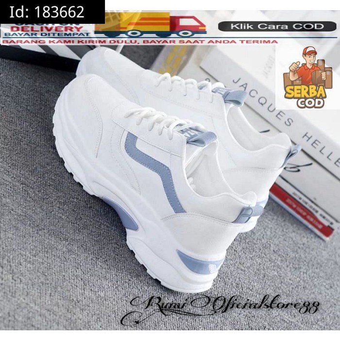 (COD) TMO Sneakers wanita Tks.Fc / sepatu - Putih Biru, 37