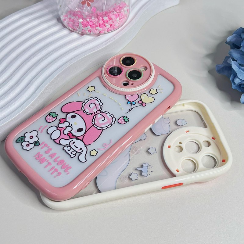 Circular Camera Protect Cream Soft Case IPhone 11 13 12 14 PRO Max Phone Case for Women Girl Cute melody sanrio