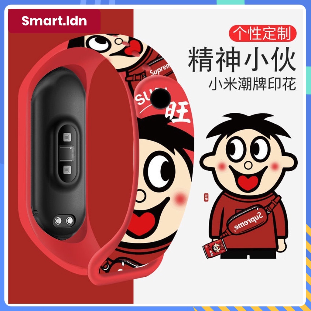 Tali Strap Silikon Motif Unik Custom untuk Xiaomi Mi band 3 4 5 6