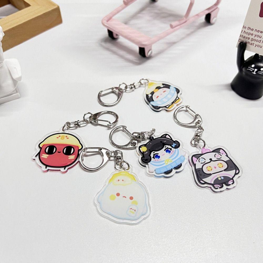 [Elegan] Egg Puff Pesta Gantungan Kunci Koleksi Mini Tempat Kunci Mobil Tokoh Anime Perhiasan Handbag Liontin Acrylic Car Keyring