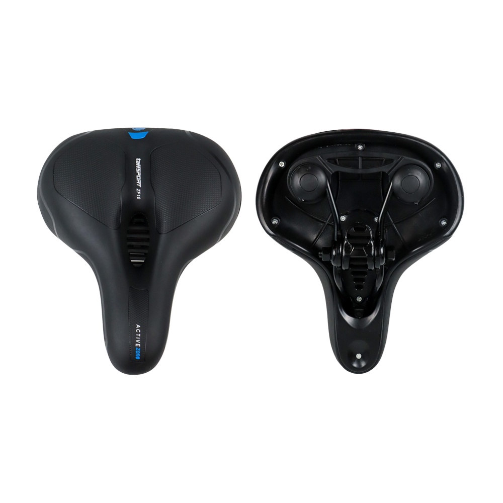 TaffSPORT Sadel Sepeda Bike Saddle Leather Model Absorber Ball - ZF10 - Black/Blue