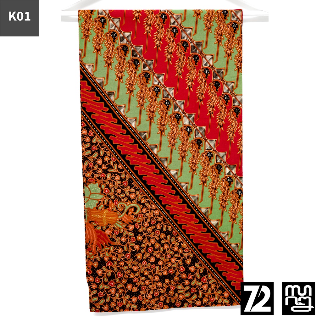 KAIN BATIK PREMIUM Katun Motif Parang Duri Warna Orange 723666 Cap 72 Jarik Jarit Samping Kebat Panjang Batik Katun Modern Premium Bahan Seragam Batik Pernikahan Kantor Keluarga Murah Kamen Jadi Batik Bali Lembaran