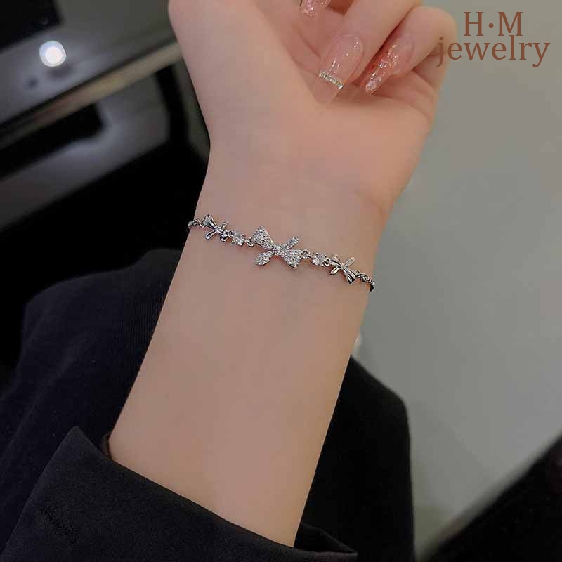 Light Luxury Aaa Zircon Bow Bracelet High-Grade Exquisite Birthday Gift for Girlfriend Girlfriend