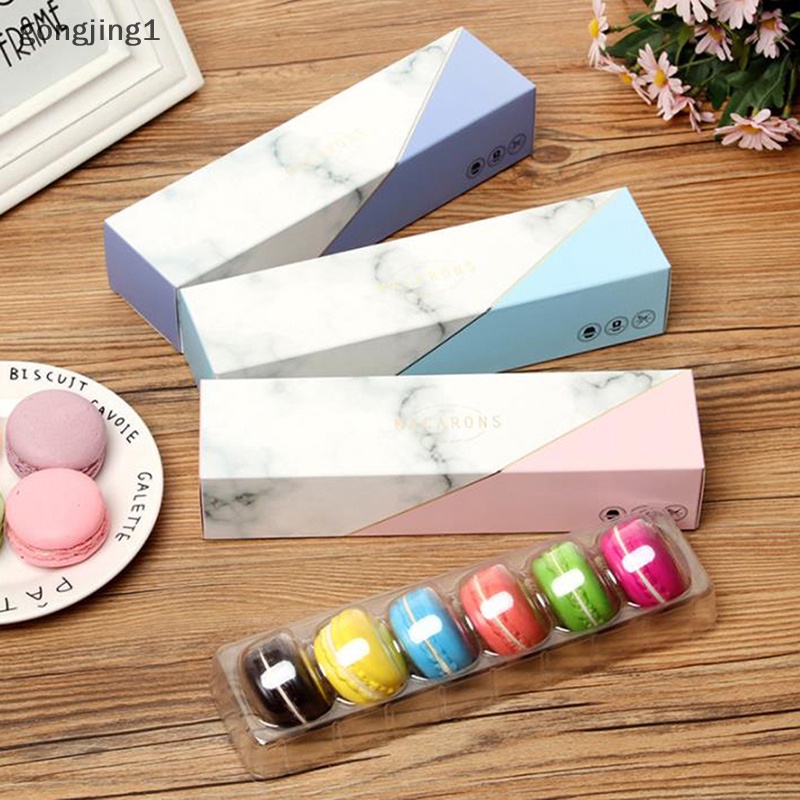 Ggg 5PCS Kotak Kemasan Kue Kering Macaron PET Home Dessert Shop Wadah Kertas Box ID