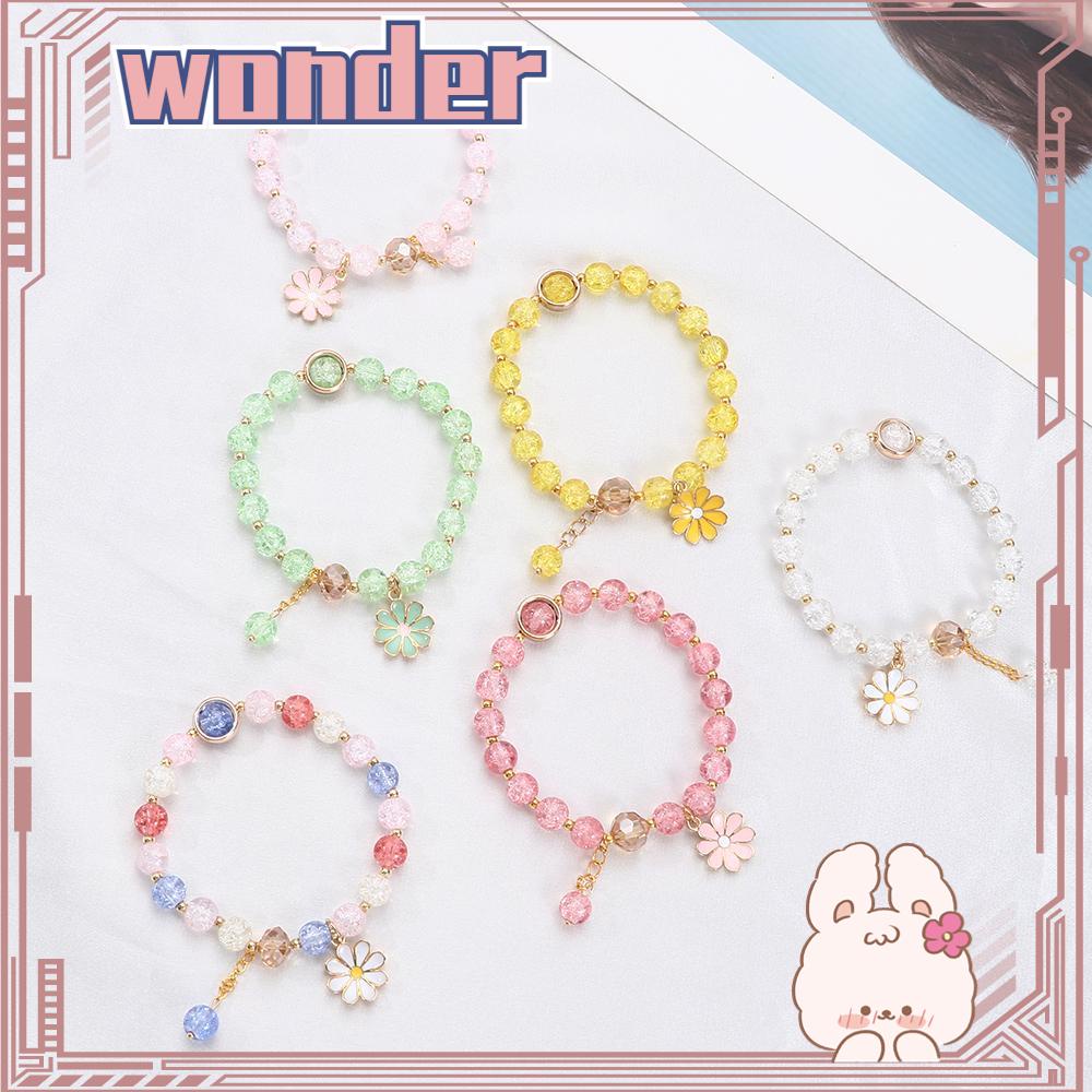 Wonder Daisy Kecil Gelang Berwarna Batu Warna-Warni Tangan Rantai Pesona Bunga Matahari Perhiasan Manset Gelang