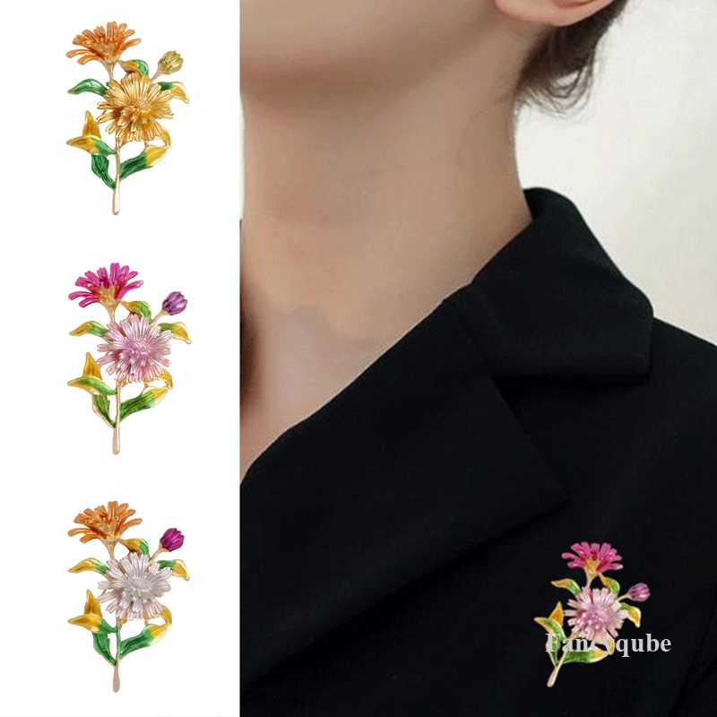 Bunga Daisy Enamel Pin Wanita Pin Dan Bros Fashion Bros Pernikahan Buket Pakaian Perhiasan Aksesoris Hadiah Untuk Wanita