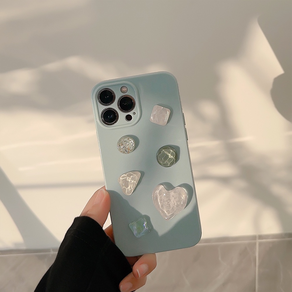 IPHONE Ins 3D Tidak Teratur Imitasi Batu Permata Kristal Aqua Biru Perlindungan Penuh Ponsel Case Cover Untuk Iphone11 12 13 14 PLUS PRO MAX