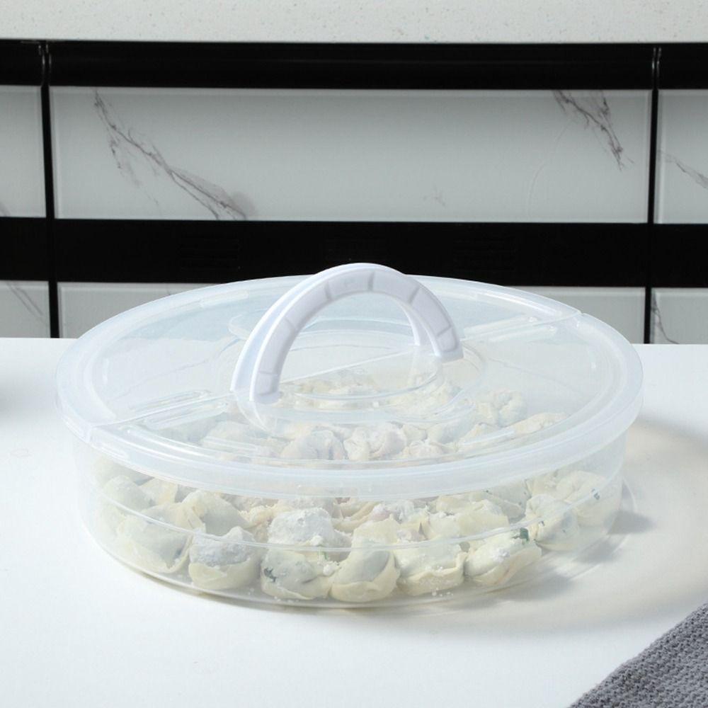 [Elegan] Wadah Makanan 1Pcs Tahan Lama Dengan Tutup Kedap Udara Pengawet Untuk Daging Pizza Dumplings Storage Tray