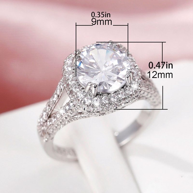 Eternity Cincin Kawin Wanita Mewah Hias Sparkling White Cubic Zirconia Desain Klasik Perhiasan Tunangan