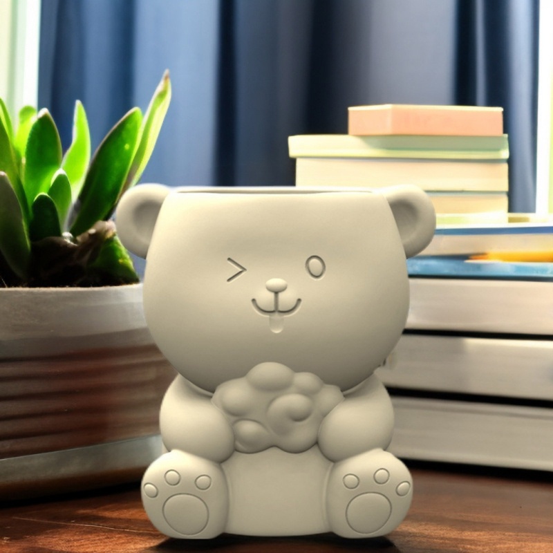 Siy Pot Bunga Cetakan Silikon Succulent Planter Little Bear Pot Bunga Concrete Mold