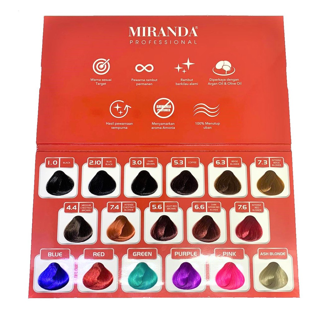 Miranda Professional Permanent Hair Color Argan Oil 100ml / Cat Rambut