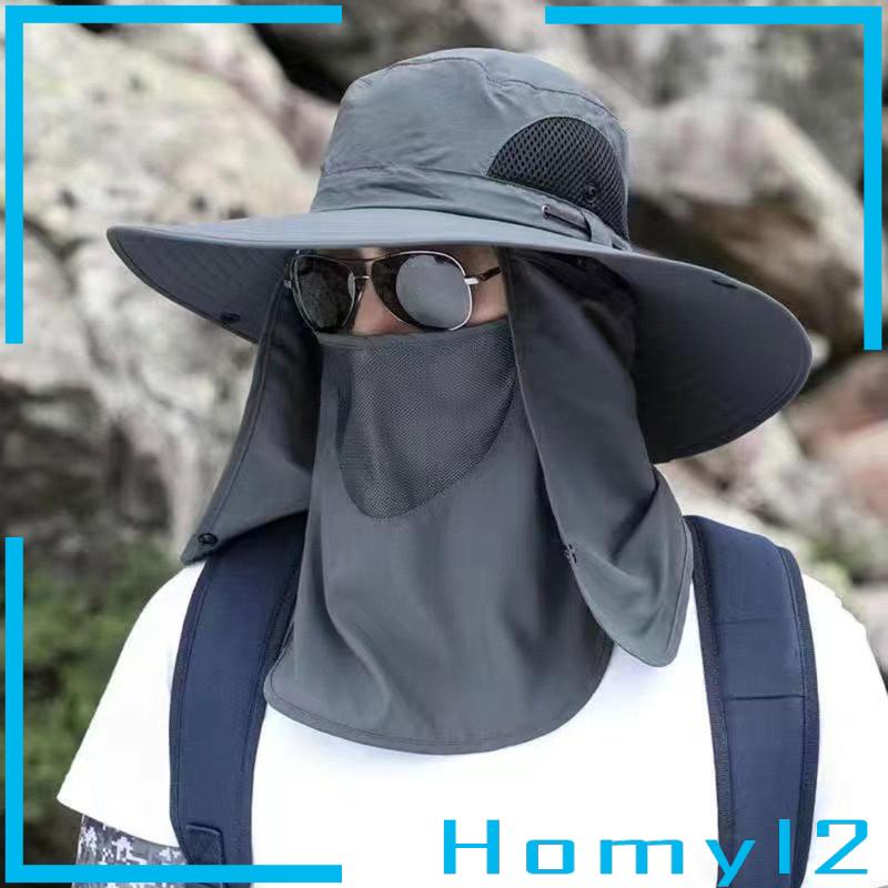 [HOMYL2] Dengan Penutup Flap Leher Yang Dapat Dilepas Pantai Backpacking Topi Memancing Unisex