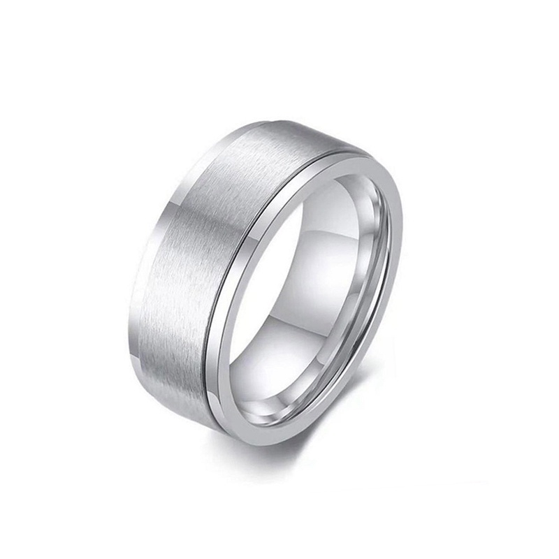 Baru 8 mm Yang Dapat Diputar Cincin Baja Titanium Fashion Trendi Pria Kreatif Rantai Salib Ganda Berputar Cincin Grosir