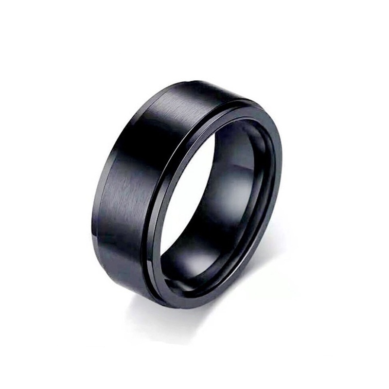 Baru 8 mm Yang Dapat Diputar Cincin Baja Titanium Fashion Trendi Pria Kreatif Rantai Salib Ganda Berputar Cincin Grosir