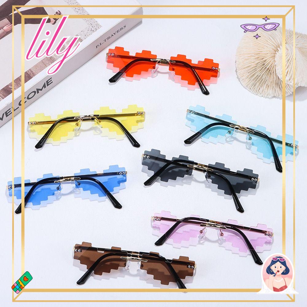 Lily Pixelated Mosaic Glasses Hadiah Pria &amp; Wanita Festival Pesta Gamer Robot Sunglasses