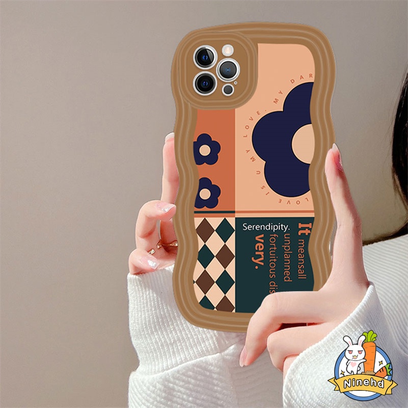 IPHONE Casing Kompatibel Untuk Iphone14 13 12 11 Pro Max X Xr Xs Max8 7 6 6s Plus SE 2020 Kualitas Tinggi Vintage Bunga Gelombang Tepi Casing Ponsel Cakupan Penuh Perlindungan Lensa Shockproof Case