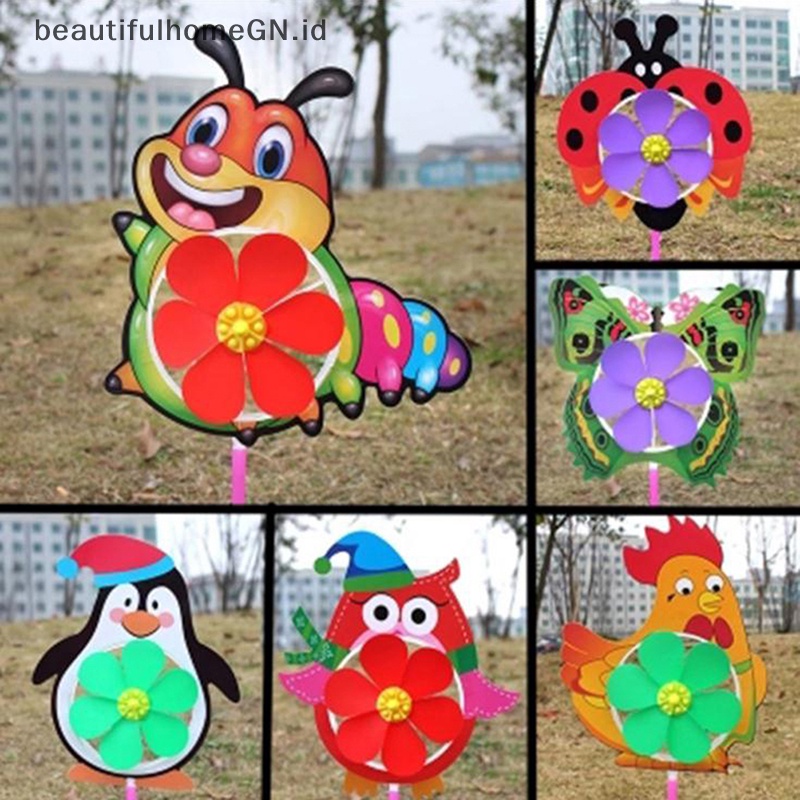 {Cantik} Lovely Kartun Handmade Windmill Wind Spinner Mainan Anak Dekorasi Taman Halaman~