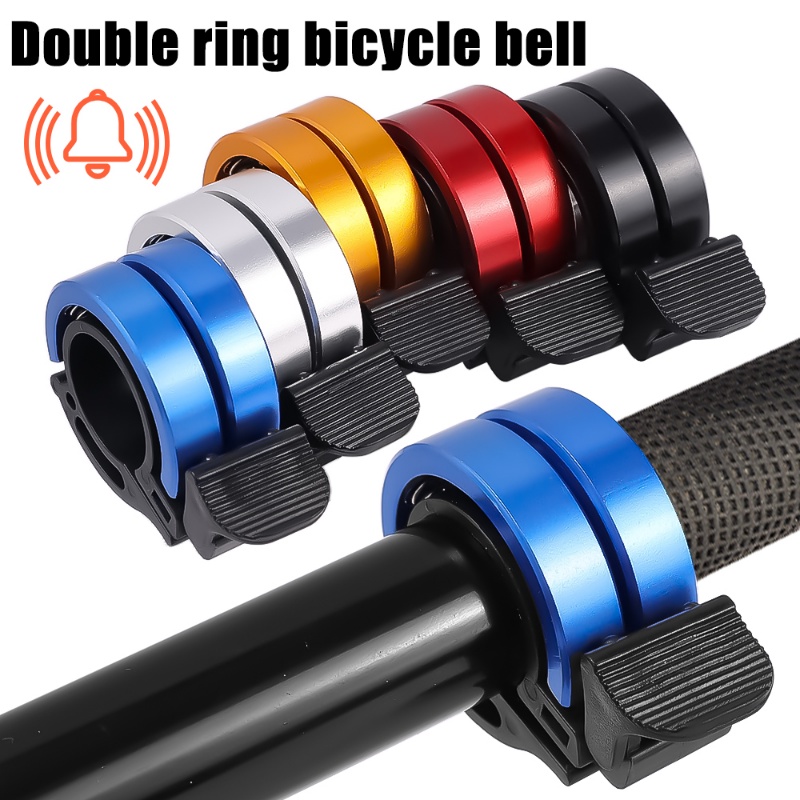 Dual-ring Bel Sepeda Paduan Aluminium MTB Sepeda Peringatan Keamanan Alarm Stang Mount Bell Cincin Tanduk Sepeda Bersepeda Aksesoris