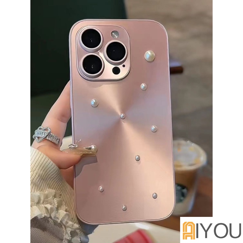 Romantis Langit Berbintang 3D Mutiara DIY Mempesona Ponsel Case Untuk iphone 14 pro Max13 12 11 Shockproof Belt Perlindungan Lensa Gores Casing Tahan laser Penutup Belakang