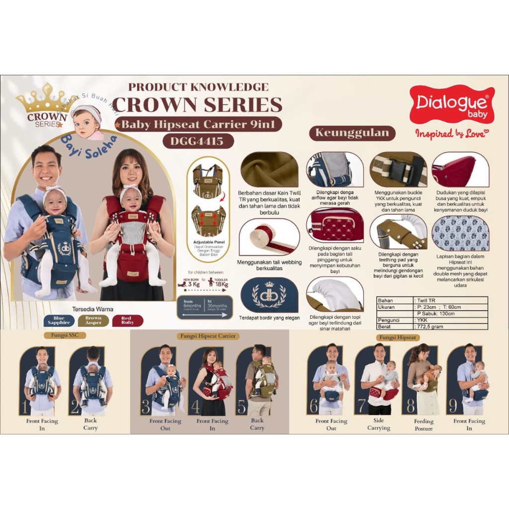 [BS] Dialogue Baby Gendongan Hipseat Carrier / Gendongan Bayi Depan
