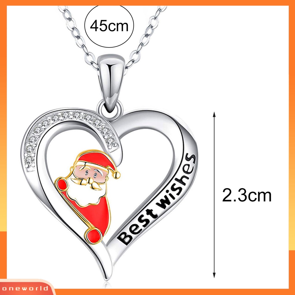 [ONE] Women Necklace Heart Shiny Kalung Liontin Huruf Berlian Imitasi Ringan Untuk Natal