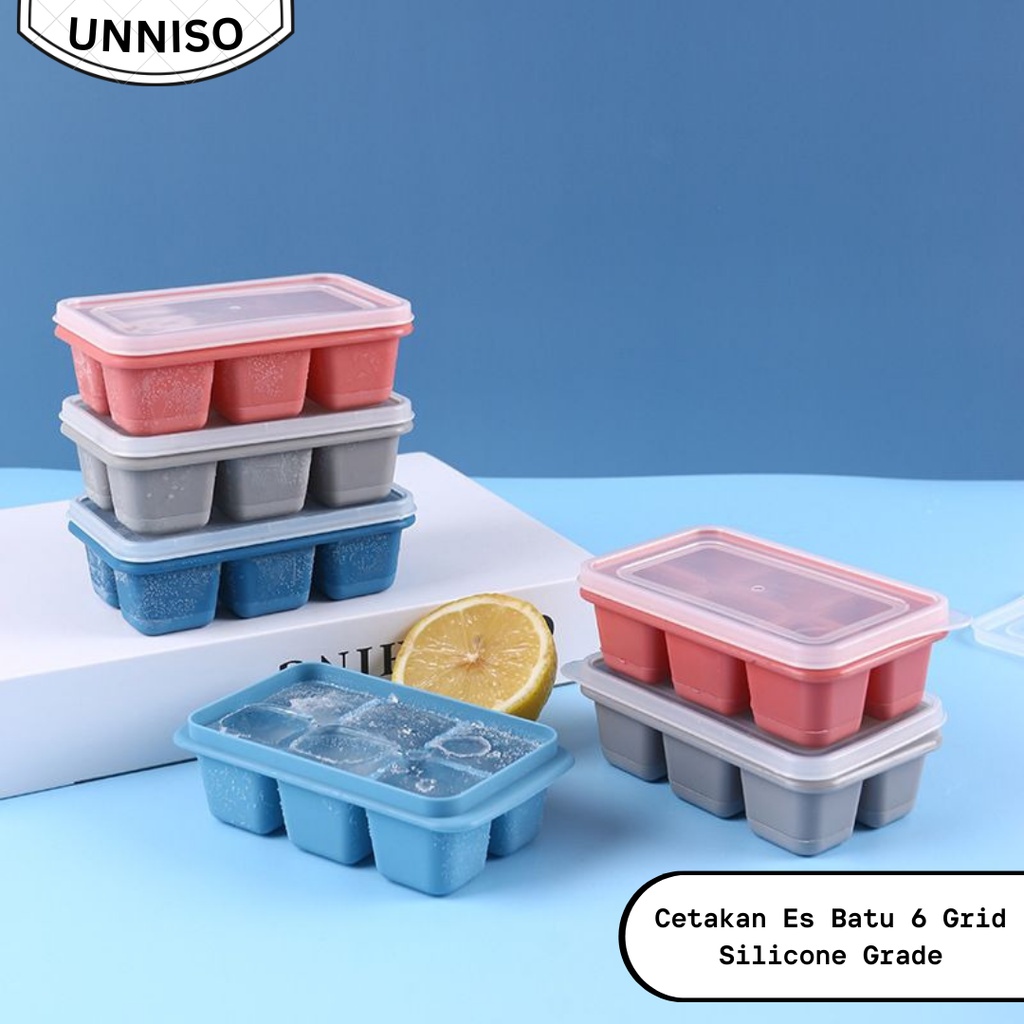 UNNISO - Cetakan Es Batu 6 Grid Silicone Grade