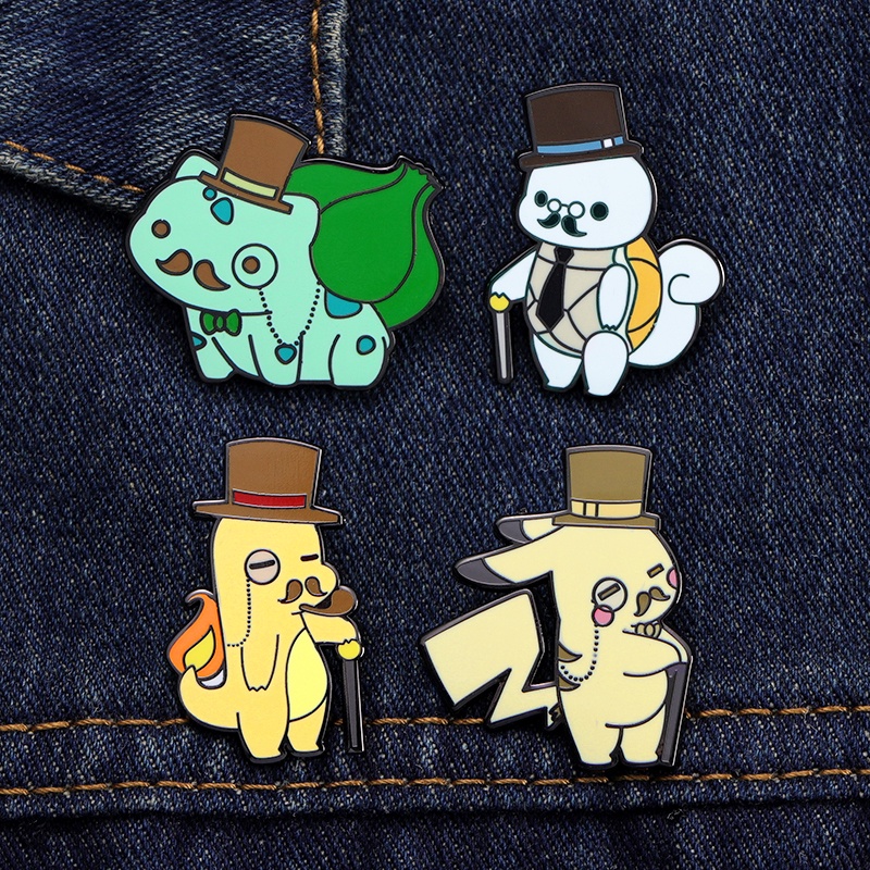 Kartun Elf Enamel Keras Pin Bros Lucu Jenny Turtle Pikachu Bros Kerah Pin Anime Lencana Cosplay Perhiasan Aksesoris Hadiah