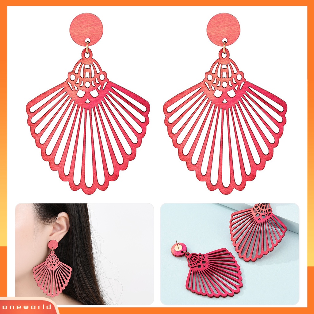 [ONE] 1pasang Anting Menjuntai Retro Geometris Berongga Diukir Permukaan Halus Buatan Tangan Hias Colorfast Tanpa Sakit Memakai Tindik Stud Earrings Perhiasan Aksesori