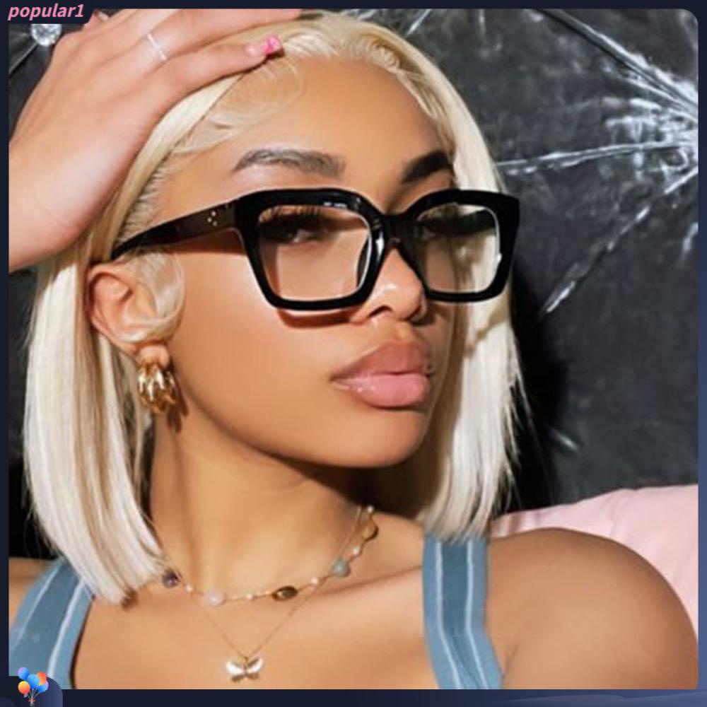 Kacamata Kotak Vintage Populer Trendy Anti Eyetrain Clear Lens TV Phone Gaming Eyeglasses