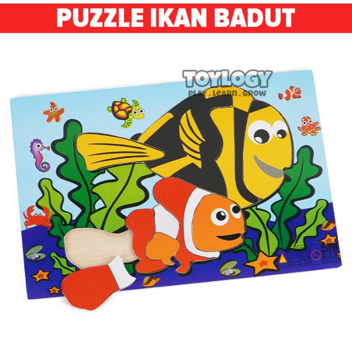Puzzle Anak Mainan Kayu Edukasi Pazel Ikan Nemo Puzle Ikan Badut Jingsaw Hewan Bongkar Pasang Wooden