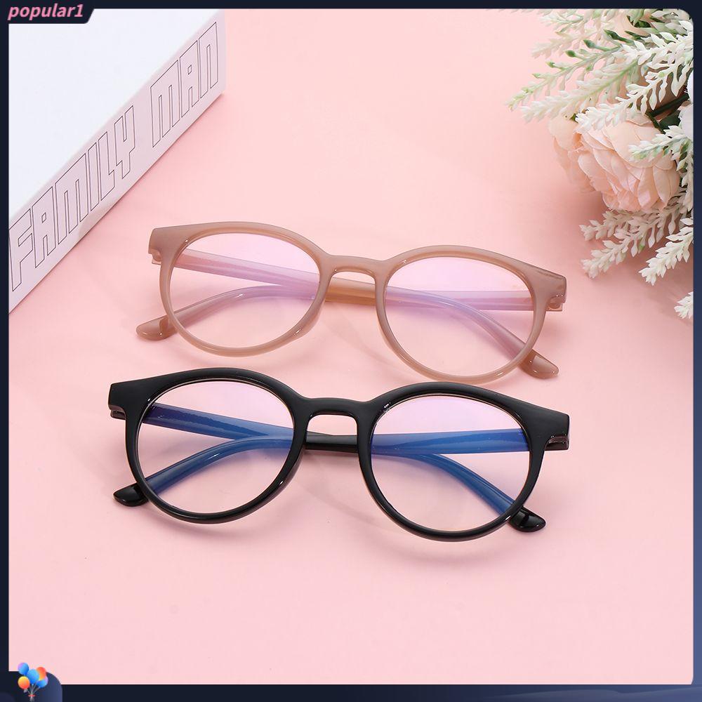 Populer Kacamata Bulat Bening Unisex Vision Care Kacamata Baca Anti Blue light