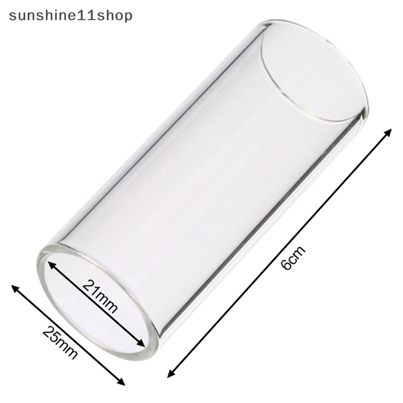 Sho 2Pcs Slider Gitar 60MM Slide Kaca Dan Slide Stainless Steel Slide Medium Bottleneck Slide Untuk Gitar Bass (Transparan Dan Silver) N