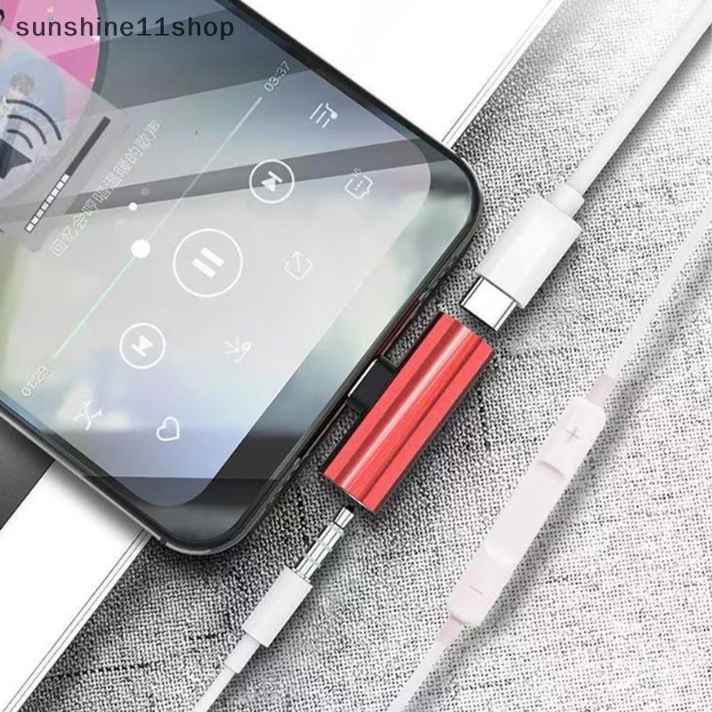 Sho 2-In-1 Charging Type-C To Type-C Male To Female Adaptor Headphone Jack 3.5mm N