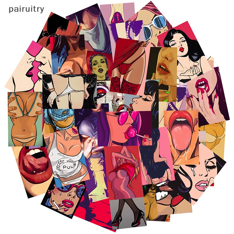 Prt 50pcs Gadis Anime Barat Sexy Stiker Untuk Ipad Alat Tulis Laptop Bahan Scrapbooking DIY Kiss Sticker Perlengkapan Kerajinan Vintage PRT
