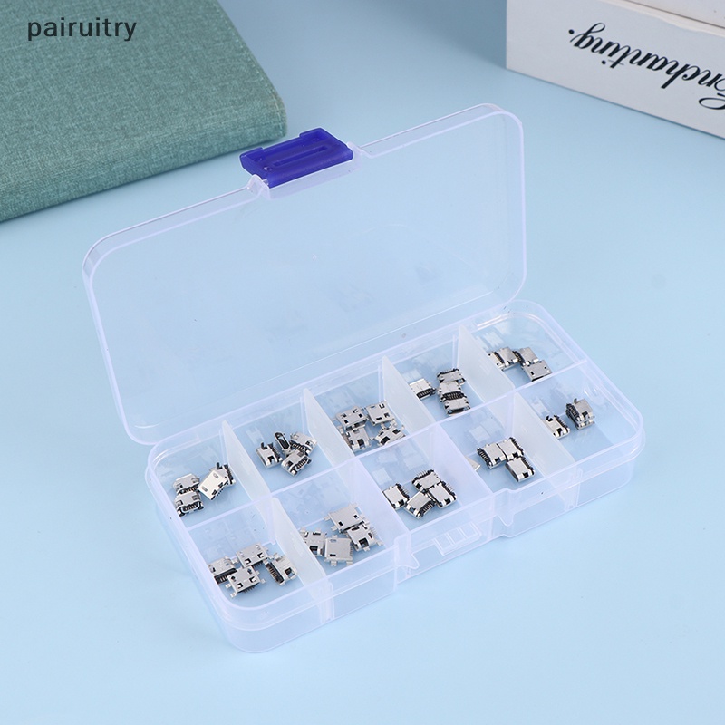 Prt 50Pcs /Box 10model Micro USB Female 5pin DIP Tipe B SMT USB Konektor Plug PRT