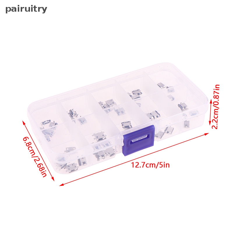 Prt 50Pcs /Box 10model Micro USB Female 5pin DIP Tipe B SMT USB Konektor Plug PRT