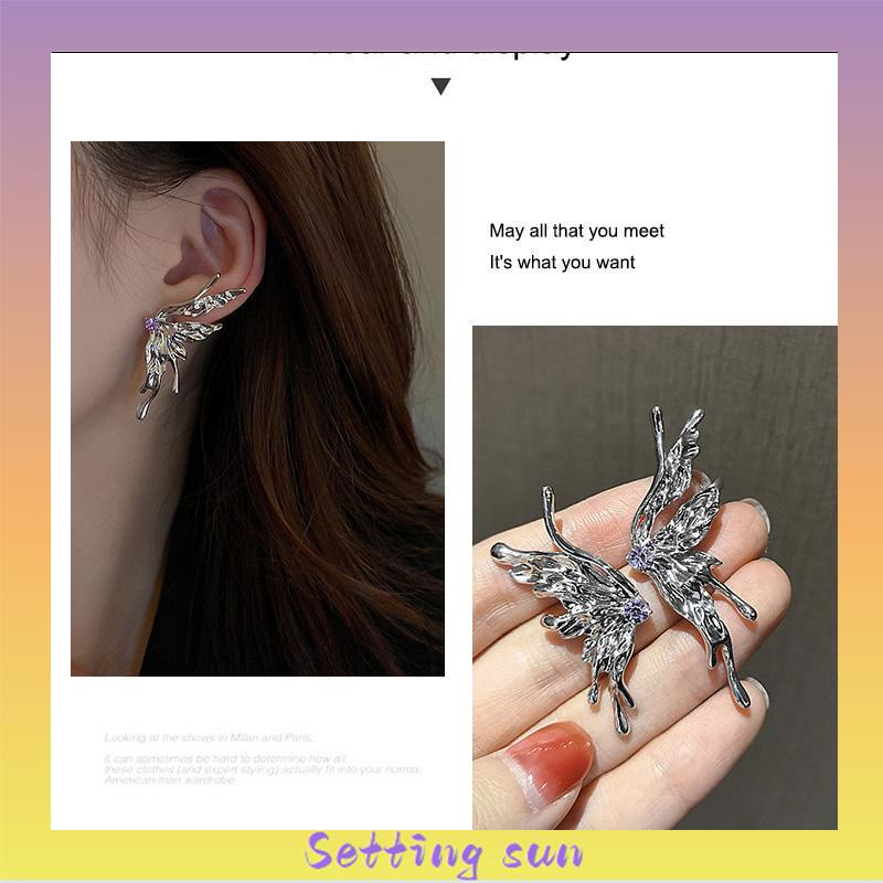 Anting Kupu-kupu Desain Zirkon Butterfly Anting Vintage Korea Gaya Untuk Wanita TN