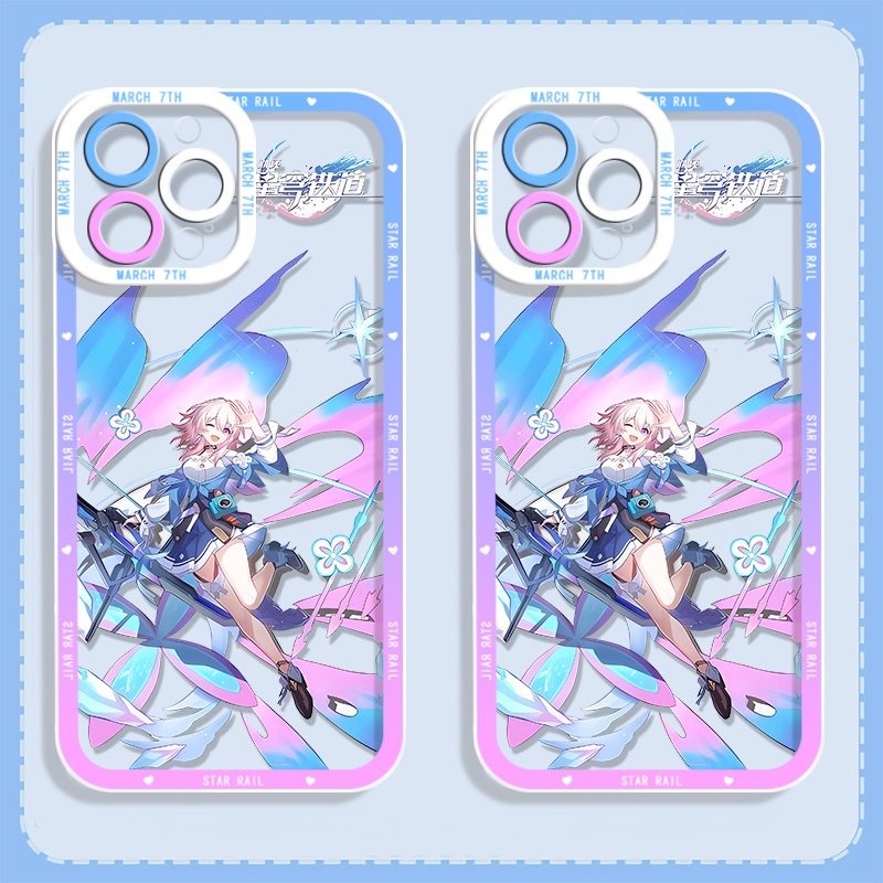 IPHONE Honkai Star Rail Himeko Phone Case Kompatibel Untuk Iphone14 11 13 12 Pro Max XS XR X8 7 6S Plus Mini Lembut Asta Maret 7th Casing Transparan TPU Silikon Shockproof Cover