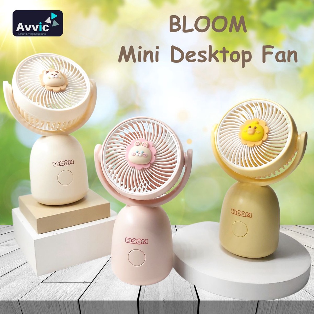 AVVIC TYX-9159B Kipas Angin Mini Bloom Karakter Portable Mini Desktop Fan USB Rechargeable