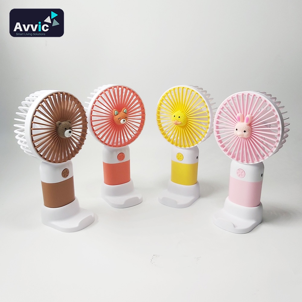 AVVIC DD5645 Kipas Angin Genggam Portable Mini Handheld Desktop Fan USB Rechargeable with Holder