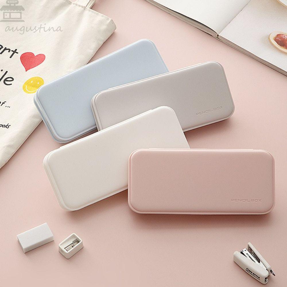 Agustina Kotak Pensil 3kisi Morandi Color Desktop Storage Kapasitas Besar Siswa Stationary