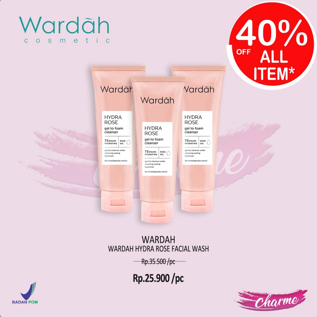 (READY &amp; ORI) Wardah Hydra Rose Facial Wash / Petal Infused Toner BPOM Pembersih Wajah