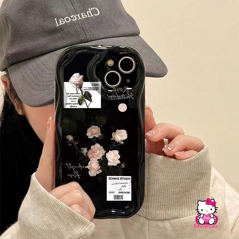 Stiker 3D Wavy Curved Edge Glossy Casing Label Bunga Untuk Redmi A1 9A A2 9T 10C 9C NFC 10 10A 9 Redmi Note 11 10S 10Pro Max 12 8 11s 9 10 POCO M3 Lukisan Minyak Rose Flowers Case