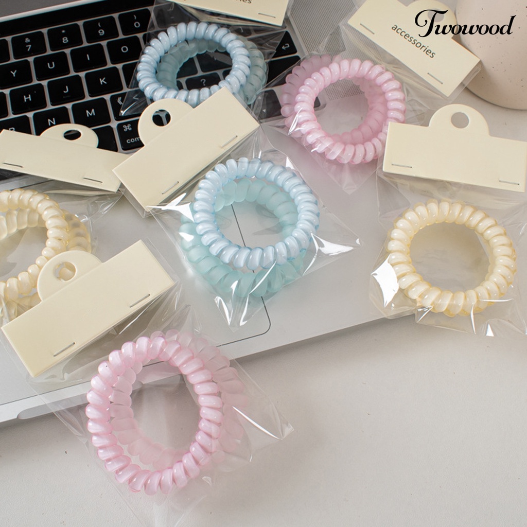 Twowood 2pcs Lady Ikat Rambut Warna Permen Frosted Seamless Bentuk Telepon Elastisitas Tinggi Rambut-Memperbaiki Ringan Rambut Cincin Rambut Scrunchies Aksesoris Rambut