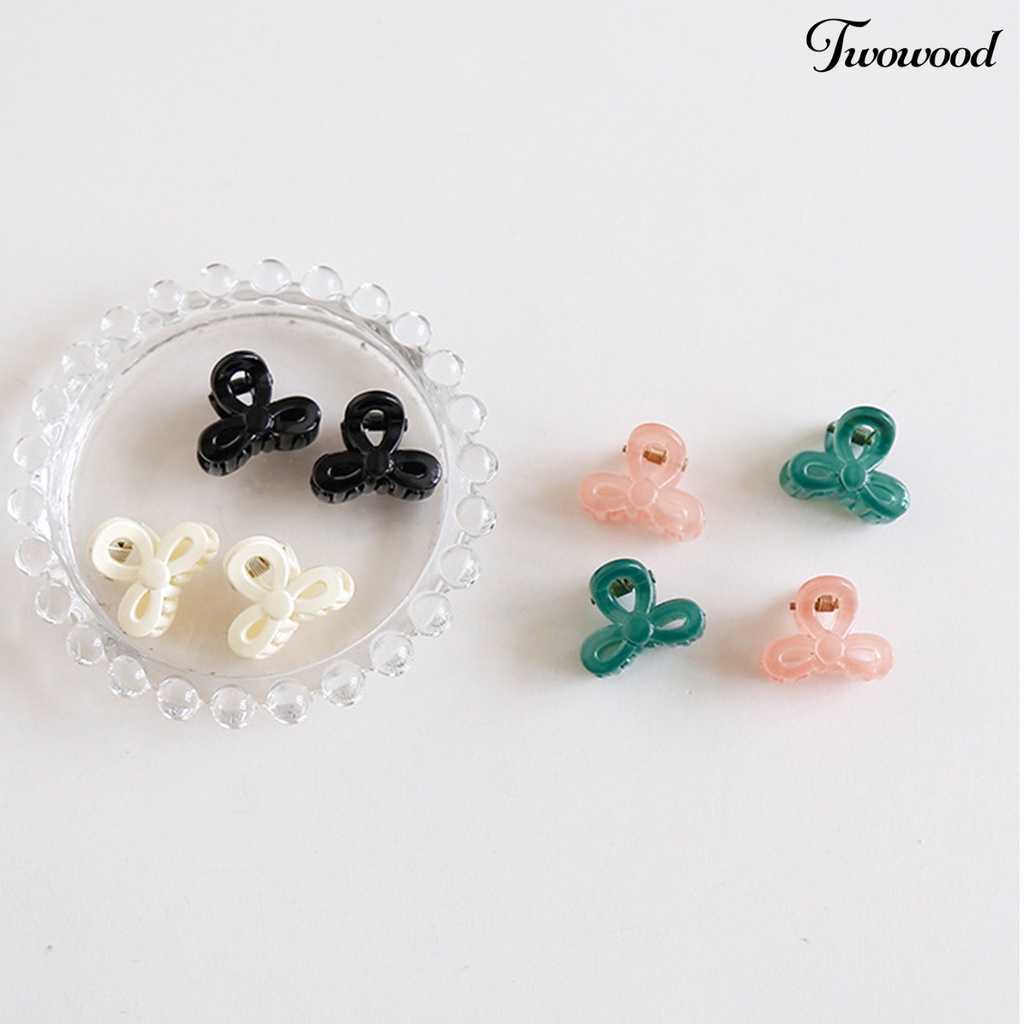 Twowood 4Pcs Transparan Permen Warna Non-Slip Poni Samping Jepit Rambut Ikatan Simpul Bentuk Putri Kecil Klip Rambut Styling Aksesoris