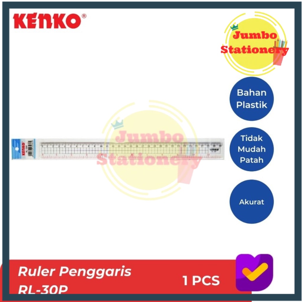 KENKO  RL-30P Penggaris Plastik 30cm Ruler Bagus Original