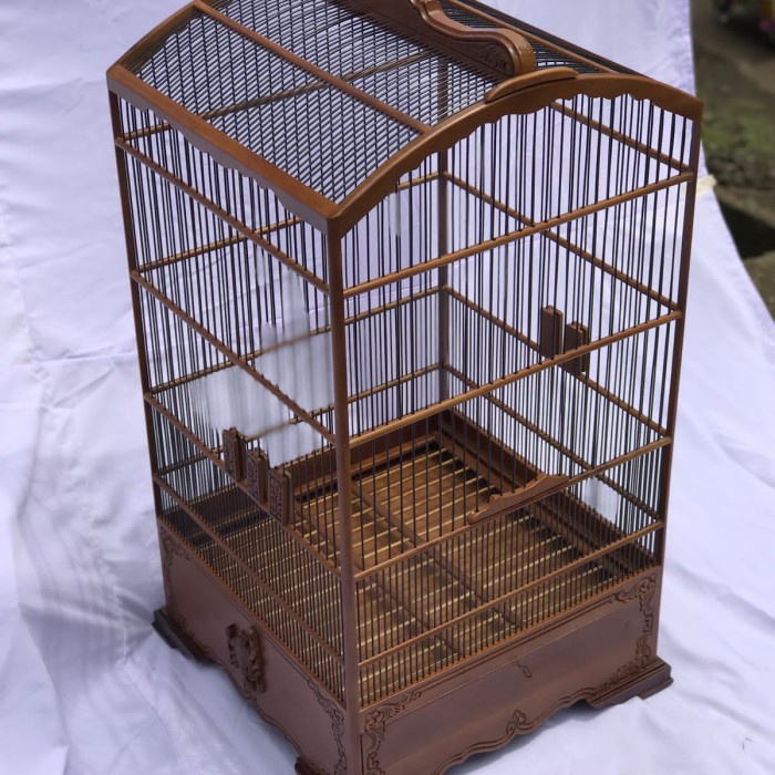 sangkar kotak, sangkar kosan, sangkar kenari, sangkar cucak ijo - natural kayu, 40x45